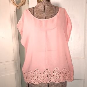 LC Lauren Conrad peach eyelet blouse sz M